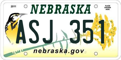 NE license plate ASJ351