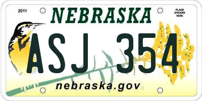 NE license plate ASJ354