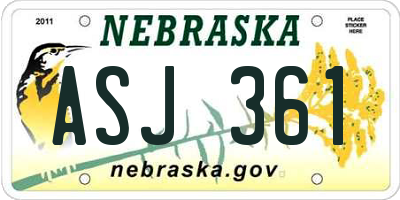 NE license plate ASJ361