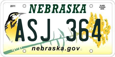NE license plate ASJ364