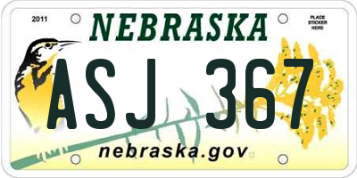 NE license plate ASJ367