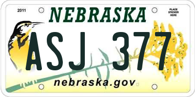 NE license plate ASJ377