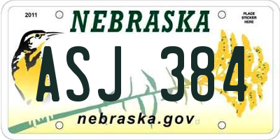 NE license plate ASJ384
