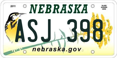 NE license plate ASJ398