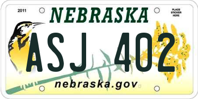 NE license plate ASJ402