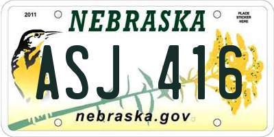 NE license plate ASJ416