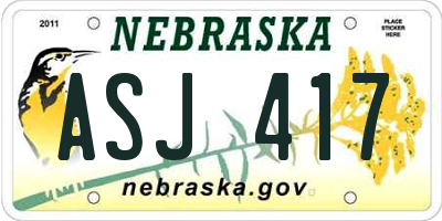 NE license plate ASJ417