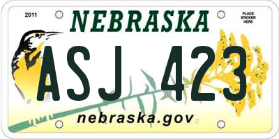 NE license plate ASJ423