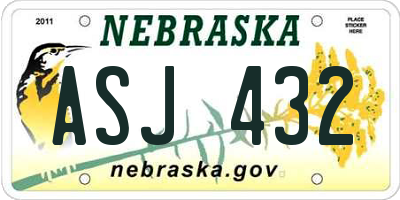 NE license plate ASJ432