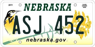 NE license plate ASJ452