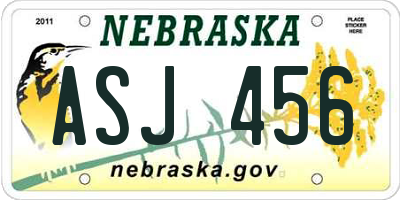 NE license plate ASJ456