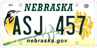 NE license plate ASJ457