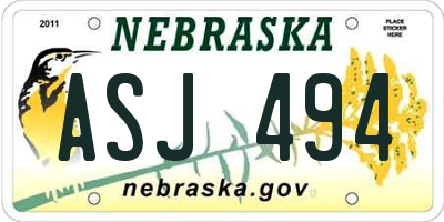 NE license plate ASJ494