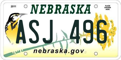 NE license plate ASJ496