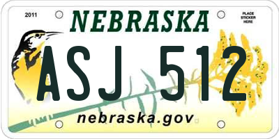NE license plate ASJ512