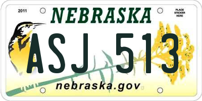 NE license plate ASJ513