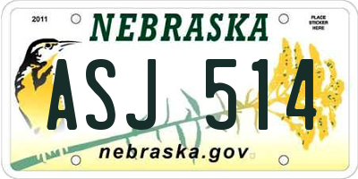 NE license plate ASJ514