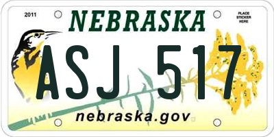 NE license plate ASJ517