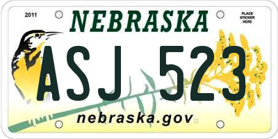 NE license plate ASJ523