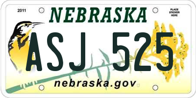 NE license plate ASJ525