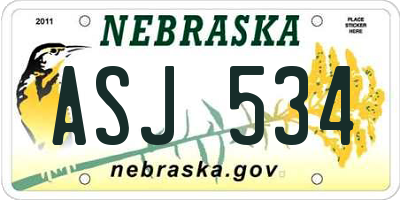 NE license plate ASJ534