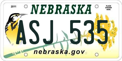 NE license plate ASJ535