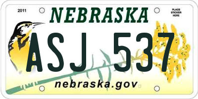 NE license plate ASJ537