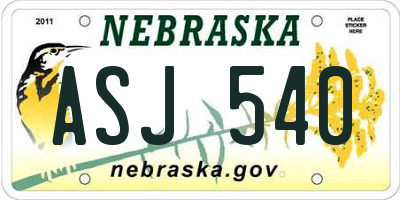 NE license plate ASJ540