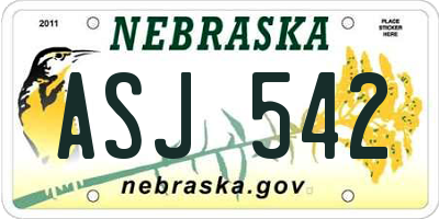 NE license plate ASJ542