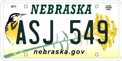 NE license plate ASJ549