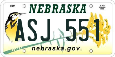 NE license plate ASJ551
