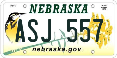 NE license plate ASJ557
