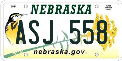 NE license plate ASJ558