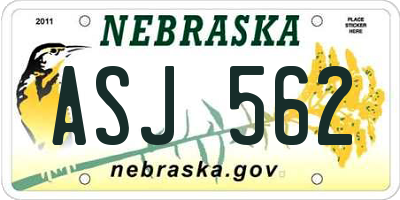NE license plate ASJ562