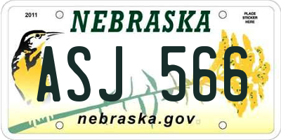 NE license plate ASJ566