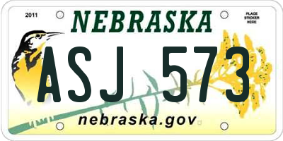 NE license plate ASJ573