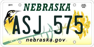 NE license plate ASJ575