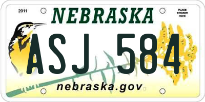 NE license plate ASJ584