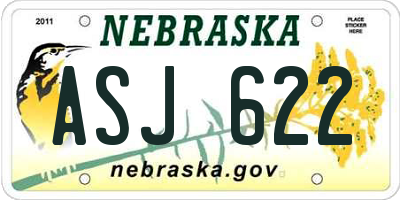 NE license plate ASJ622