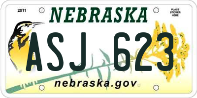 NE license plate ASJ623