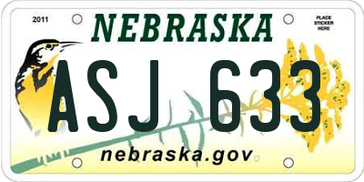 NE license plate ASJ633