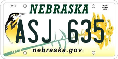 NE license plate ASJ635
