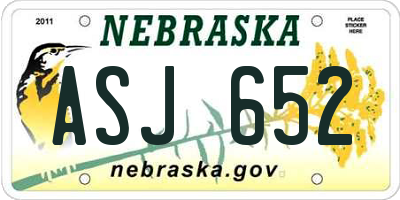 NE license plate ASJ652