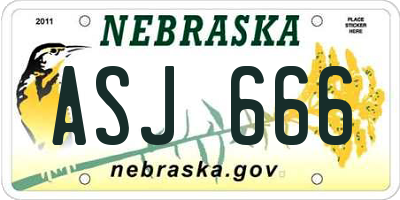 NE license plate ASJ666