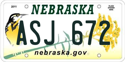 NE license plate ASJ672