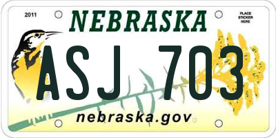 NE license plate ASJ703