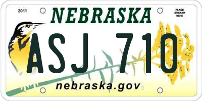 NE license plate ASJ710