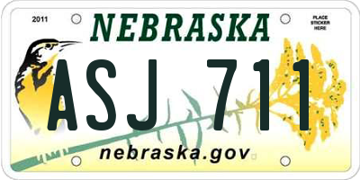 NE license plate ASJ711