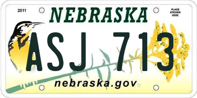 NE license plate ASJ713