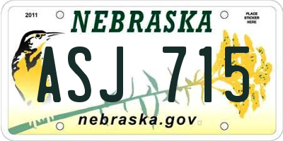 NE license plate ASJ715